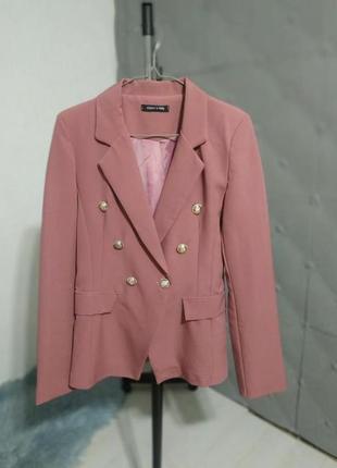 Двубортный жакет, пиджак, розовый5 фото