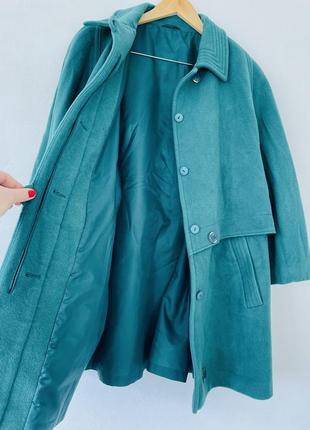 Шерстое пальто оверсайз батал, насыщенного изумрудного цвета, большие размеры6 фото