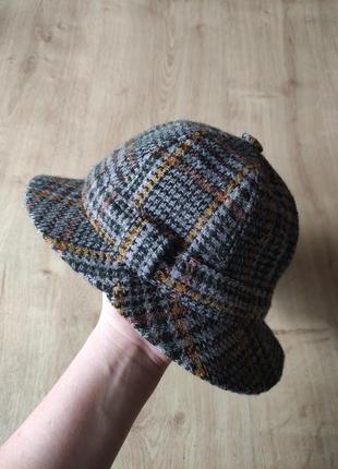 Шикарная женская  винтажная шерстяная шляпа harris tweed . размер 55