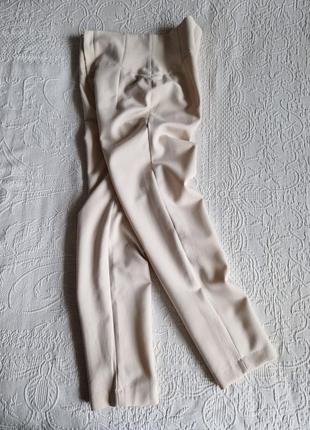 Женские бежевые брюки штаны с высокой талией zara6 фото