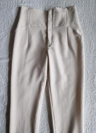 Женские бежевые брюки штаны с высокой талией zara8 фото
