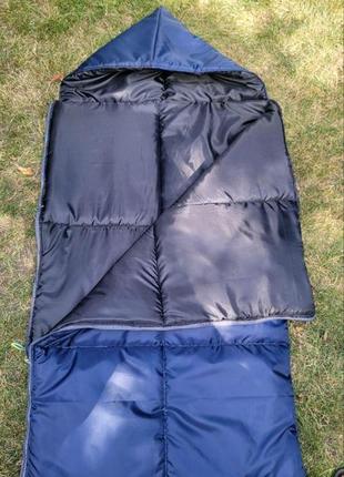 Спальний мішок літо (ковдра з капюшоном), синій, ширина 73 см