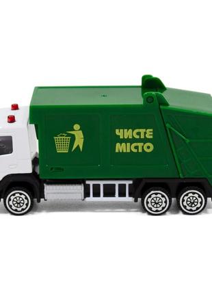 Машинка метал, пластик, дитяча volvo сміттєвоз, зелена, 3*11*5см (250300)4 фото