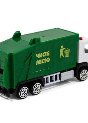 Машинка метал, пластик, дитяча volvo сміттєвоз, зелена, 3*11*5см (250300)5 фото