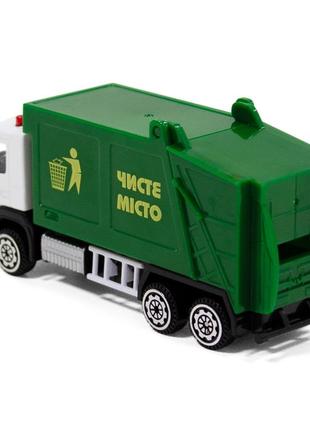 Машинка метал, пластик, дитяча volvo сміттєвоз, зелена, 3*11*5см (250300)3 фото