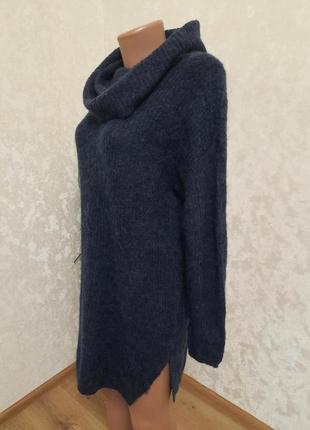Актуальный удлиненный свитер платье с объемным горлом оверсайз альпака шерсть3 фото