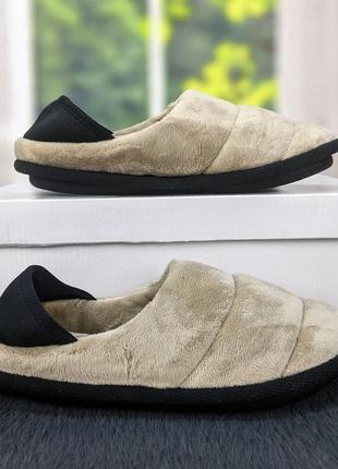 Тапочки чуни женские домашние белста бежевые велюровые закрытые с задником 2956