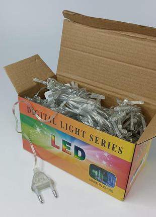 Гірлянда 3m*2m штора на вікно водоспад на прозорому дроті 400 (240 led) мульти...