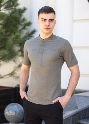 Мужская рубашка c коротким рукавом оливковая pobedov vpered1 фото