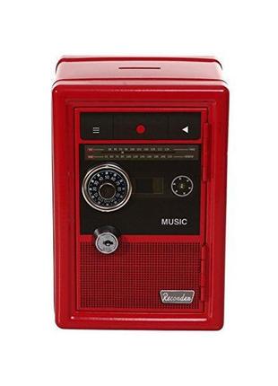 Скарбничка металева ретро сейф червоний metal safe radio радіо
