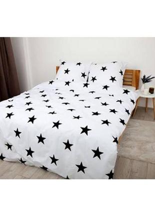 Белая в звезды натуральная хлопковая ранфорс постель полуторная/двухспальная/евро/семейная2 фото