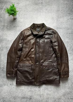 Мужская кожаная куртка hugo boss leather jacket2 фото