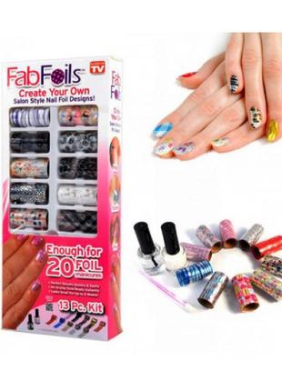 Набір для дизайну нігтів fab foils, нігтьові наклейки