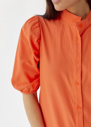 Длинное платье на пуговицах с оборкой по низу - оранжевый цвет, m (есть размеры)4 фото