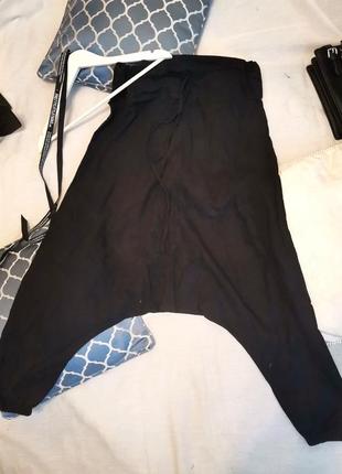 Дизайнерські чорні льняні штани галіфе унісекс2 фото