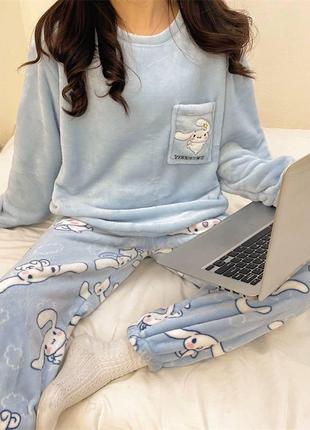 Плюшевая, теплая пижамка с милым принтом зверушек🐰 идеальный вариант для поднятия настроения дома😻
