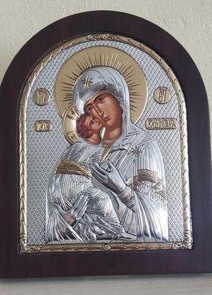 Грецька ікона silver axion божа матір володимирська ep4-007xag/p 15x18 см
