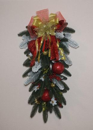 Новорічна декорація на двері. святковий декор.