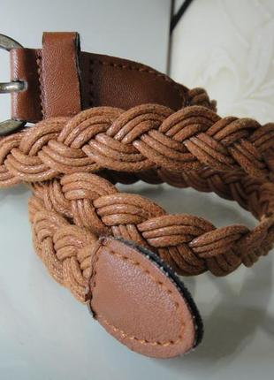 Новий коричневий ремінь, ремінець пояс, плетений, косичка (шир 2см)5 фото