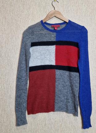 Яскравий, темплий лонгслів, светр tommy hilfiger,  альпака, мохер, вовна, оригінал, італія