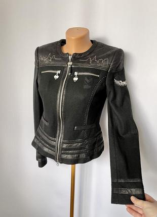 Sportalm куртка жакет вовна чорний з вишивкою y2k авангард панк9 фото