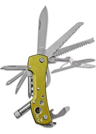 Munkees 2581 брелок-мультінструмент pocket knife led green (2581-gr1)1 фото