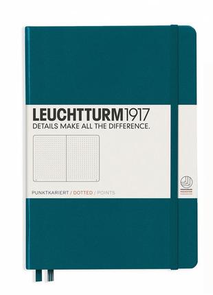 Блокнот leuchtturm1917 середній, тихоокеанський зелений, крапка (359696)