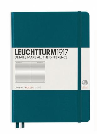 Блокнот leuchtturm1917 середній, тихоокеанський зелений, лінія (359692)