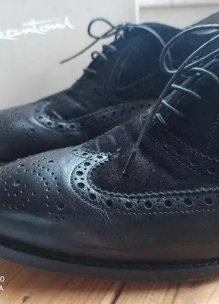 Туфли броги оксфорды зимние мех santoni италия