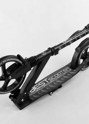 Самокат двоколісний best scooter 65455 чорний, гальмо зі світлом, колеса pu — 200 мм, до 100 кг8 фото