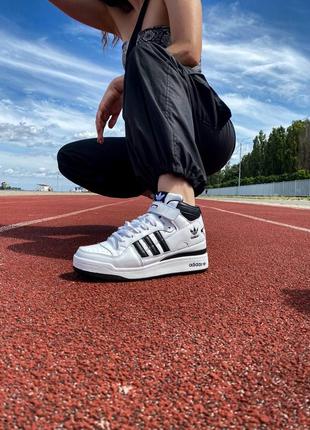 Демисезон женские кроссовки adidas forum 84 high white black6 фото