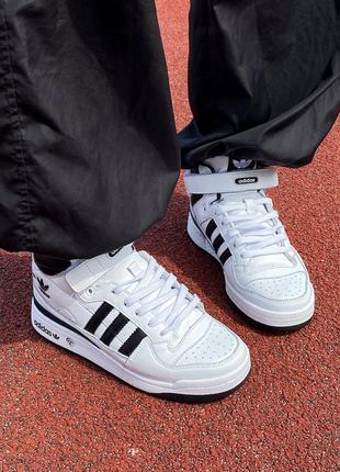 Демисезон женские кроссовки adidas forum 84 high white black3 фото