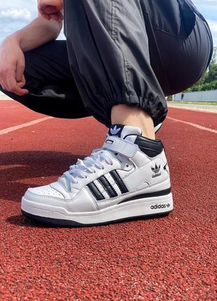 Демисезон женские кроссовки adidas forum 84 high white black2 фото