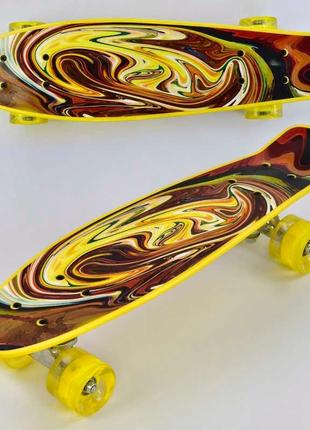Пенниборд, скейт, скейтборд детский со светящимися колесами best board р 13609, доска 55 см, колеса pu 6 см