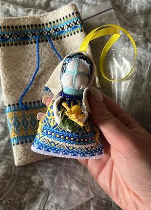 Підвіска жовто-блакитна 10 см мотанка лялька народний сувенір2 фото