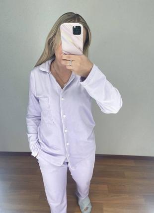 Велюровая пижама рубашка + штаны ткань велюр на дайвинге (плотная, мягкая, приятная к телу)5 фото