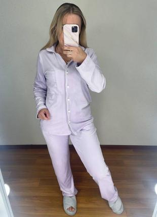 Велюровая пижама рубашка + штаны ткань велюр на дайвинге (плотная, мягкая, приятная к телу)4 фото