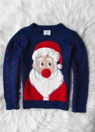 Светящийся вязаный свитер кофта  джемпер санта новогодний новый год рождественский christmas