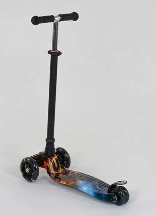 Триколісний самокат дитячий maxi best scooter 779-1311 чорний, колеса pu зі світлом2 фото
