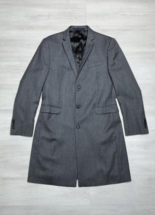 Topman wool брендовий чоловічий легкий сірий довгий піджак жакет пальто в стилі marks & spencer2 фото