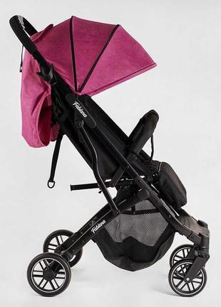 Детская коляска прогулочная joy fabiana 36021 со стальной рамой, футкавером и подстаканником, цвет розовый2 фото