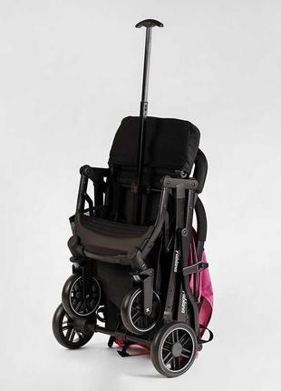 Детская коляска прогулочная joy fabiana 36021 со стальной рамой, футкавером и подстаканником, цвет розовый3 фото