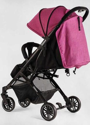 Детская коляска прогулочная joy fabiana 36021 со стальной рамой, футкавером и подстаканником, цвет розовый4 фото