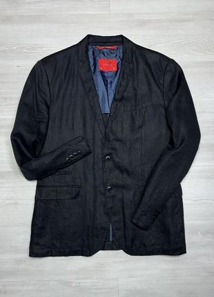 Zara linen фірмовий чоловічий чорний кежуал піджак жакет смола блейзер