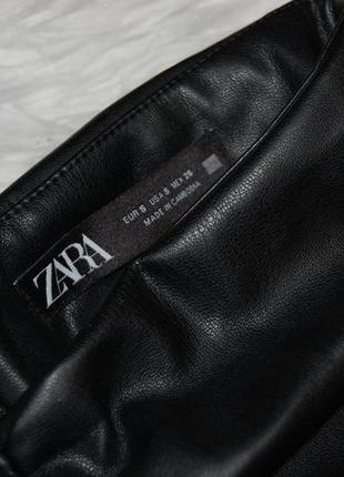 Эффектная кожаная юбка с драпировкой/юбка со сборкой стяжкой zara как новая7 фото