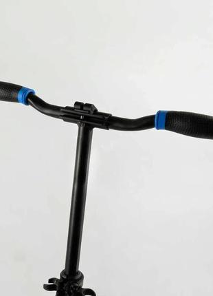 Самокат двухколесный best scooter 94123 черно-синий, тормоз со светом, колеса pu - 200мм, до 100кг6 фото