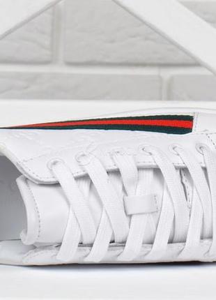 Кеды женские кожаные белые gucci Jordan style кроссовки4 фото