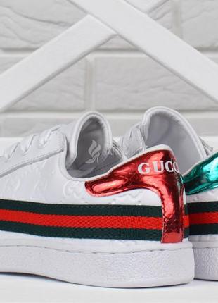 Кеды женские кожаные белые gucci Jordan style кроссовки5 фото