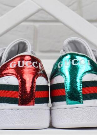 Кеды женские кожаные белые gucci style кроссовки6 фото