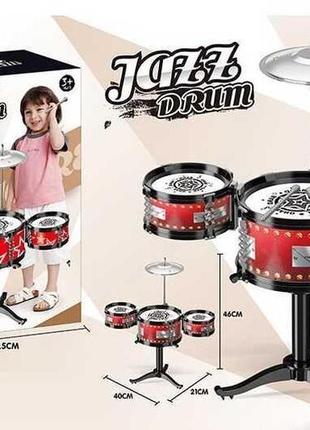 Барабанная установка для детей jazz drum dx 1001 c, с 3мя барабанами и тарелкой, палочками